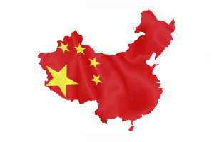 Chinese flag on China map