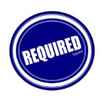 REQUIRED white stamp text on blue